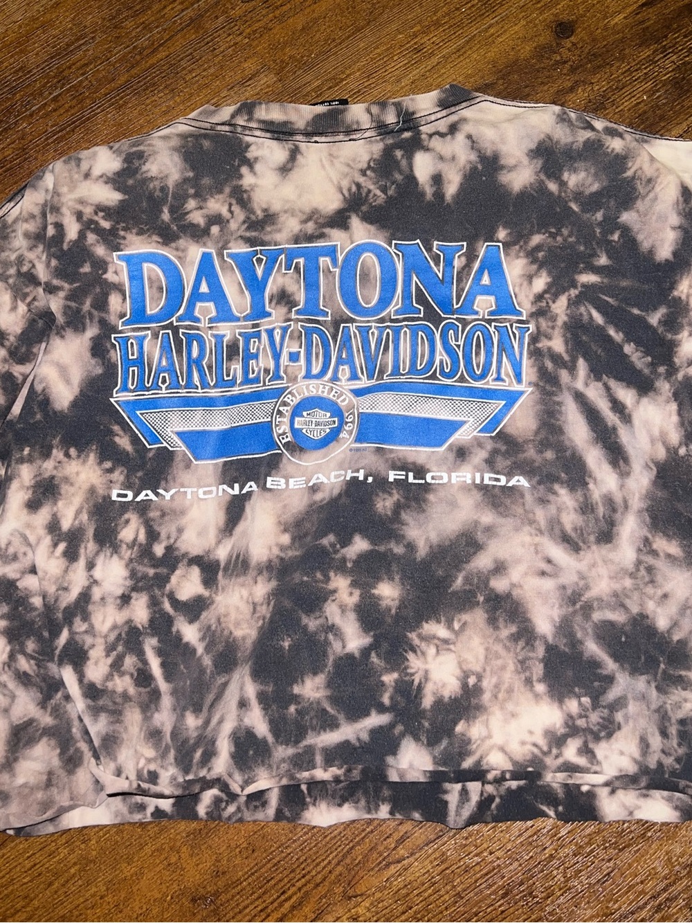 Harley Davidson Vintage 90’s Gray Acid Wash Daytona Beach Boxy Crop Fit Size XL - Picture 5 of 10